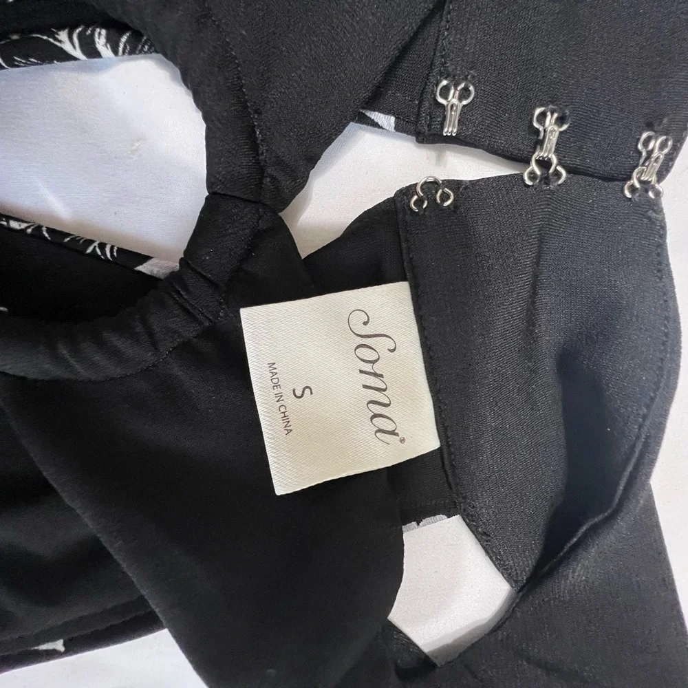 Soma Black and White Halter Sheath Cocktail Dress